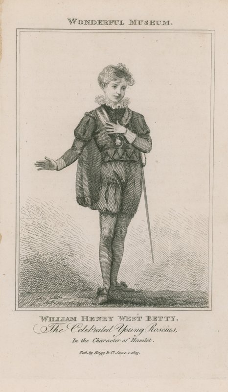 Portrét Williama Henryho West Bettyho jako Hamleta od English School