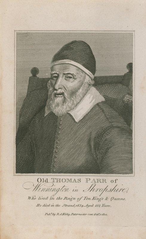 Portrét starého Thomase Parra od English School
