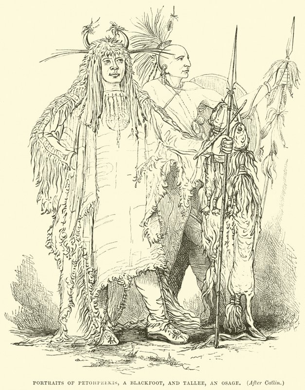 Portréty Petohpeekise, černonožky, a Tallee, Osage od English School
