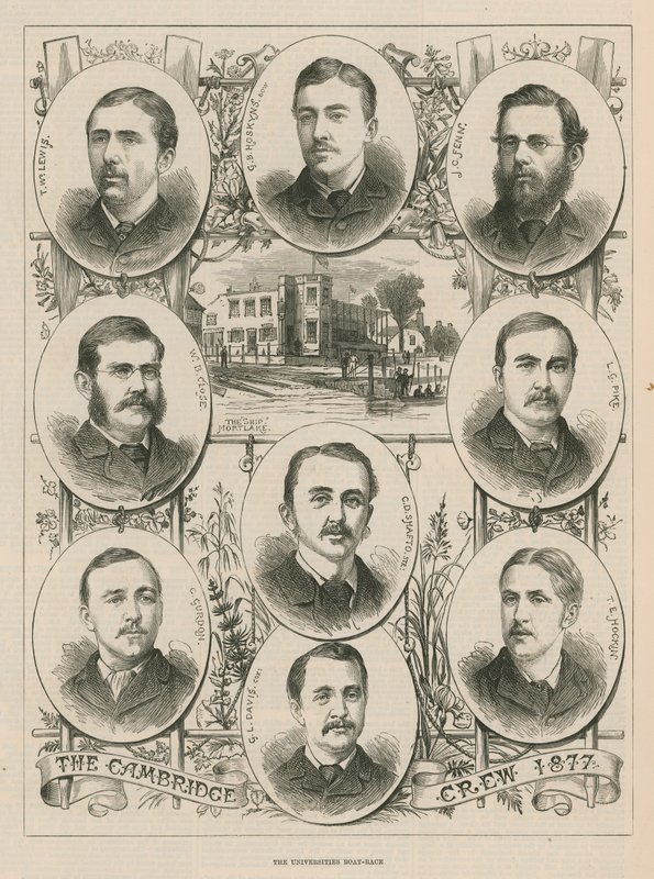 Portréty posádky Cambridge z roku 1877 od English School