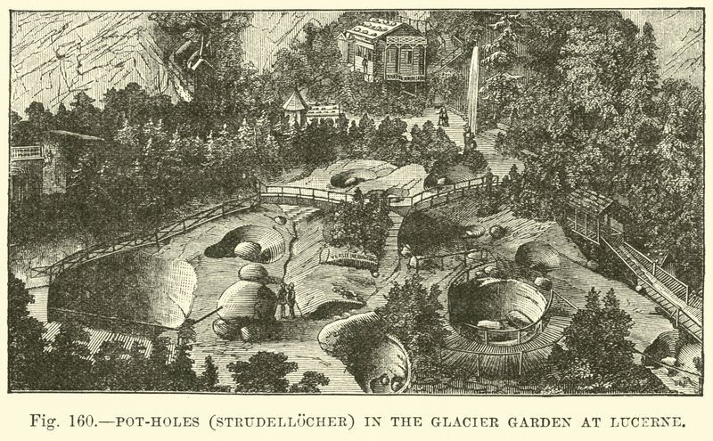 Pot-holes (Strudellocher) v Glacier Garden v Lucernu od English School
