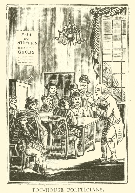 Politici v květináčích (dřevořez) od English School
