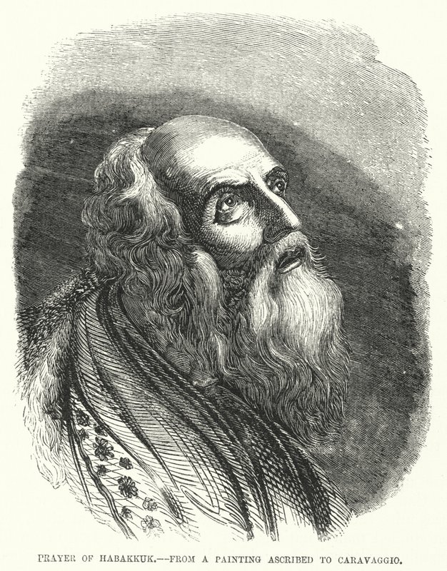 Modlitba Habakuka, z obrazu připisovaného Caravaggiovi (rytina) od English School