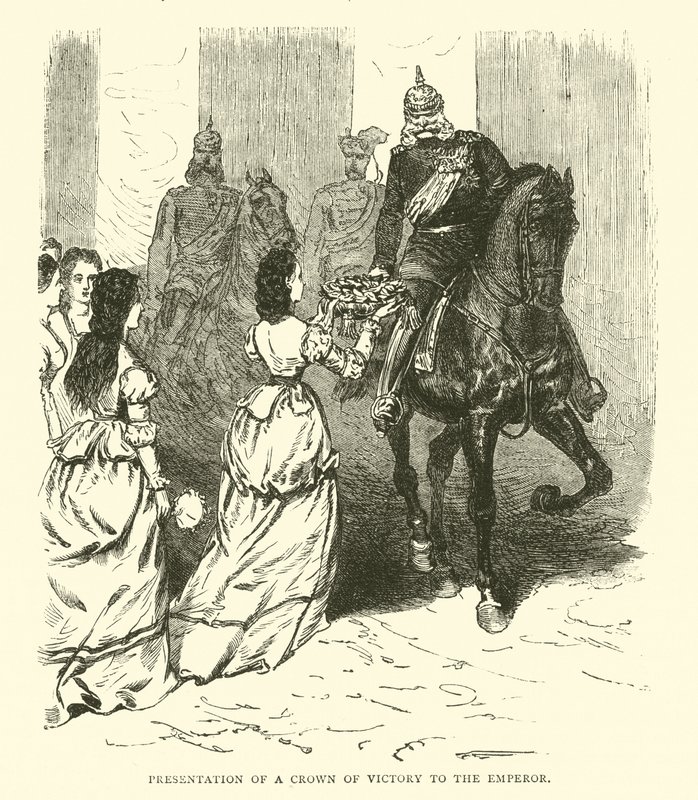 Předání koruny vítězství císaři, březen 1871 od English School
