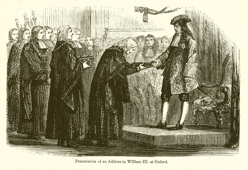 Přednesení projevu k Vilému III. v Oxfordu od English School