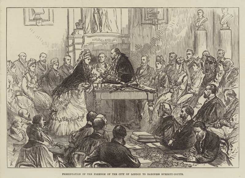 Prezentace Svobody města Londýna baronce Burdett-Couttsové od English School