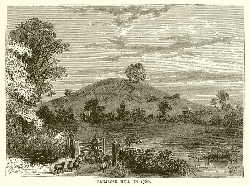 Primrose Hill v roce 1780 od English School