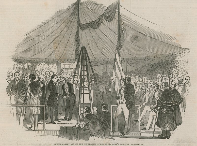 Princ Albert položil základní kámen nemocnice St Marys v Paddingtonu od English School
