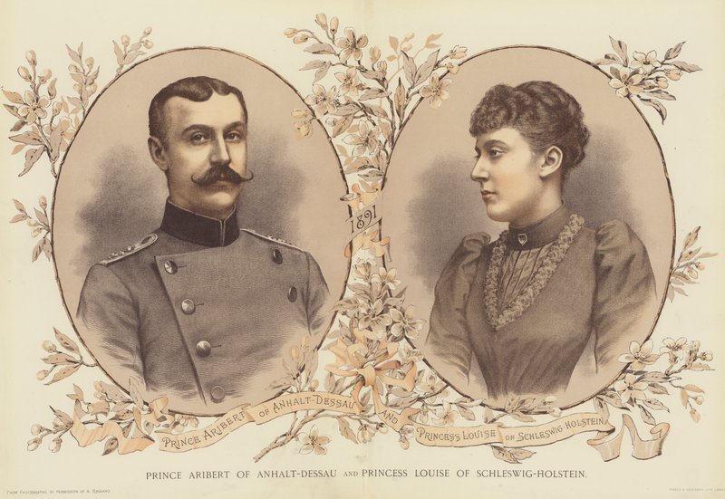 Princ Aribert z Anhalt-Dessau a princezna Louise ze Šlesvicka-Holštýnska (chromolitho) od English School