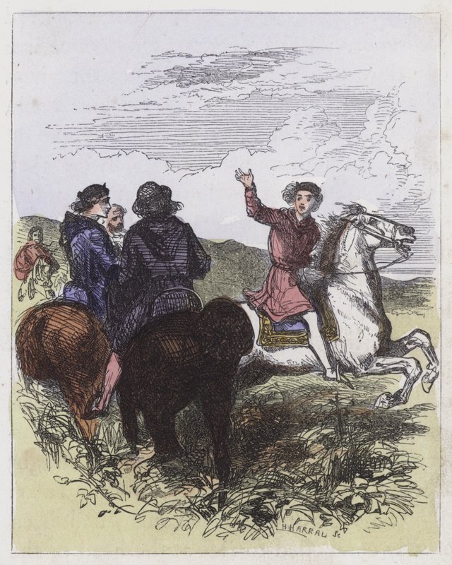 Prince Edward Escape from his Guards (barevná rytina) od English School