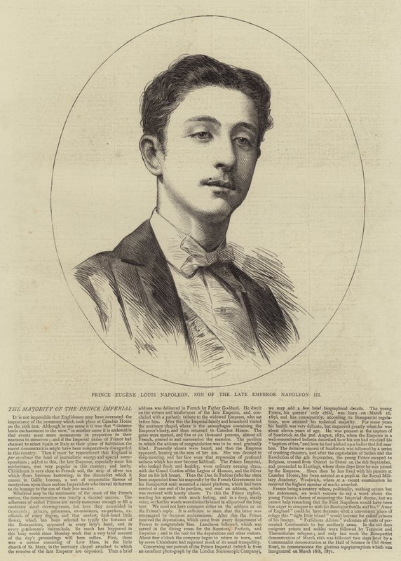 Princ Eugene Louis Napoleon, syn zesnulého císaře Napoleona III (rytina) od English School
