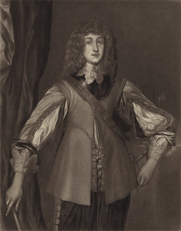 Princ Rupert, syn rýnského kurfiřta Fridricha V., hraběte falckého, a Alžběty, dcery Jakuba I. (litografie) od English School