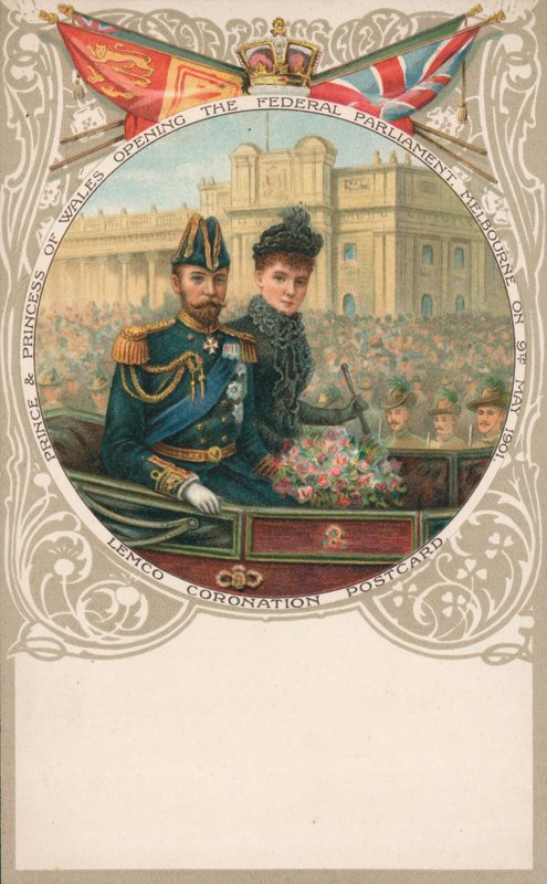 Prince a princezna z Walesu, otevření federálního parlamentu, Melbourne, 9. května 1901 od English School