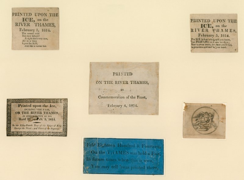 Tištěné suvenýry z mrazivého veletrhu v roce 1814 od English School