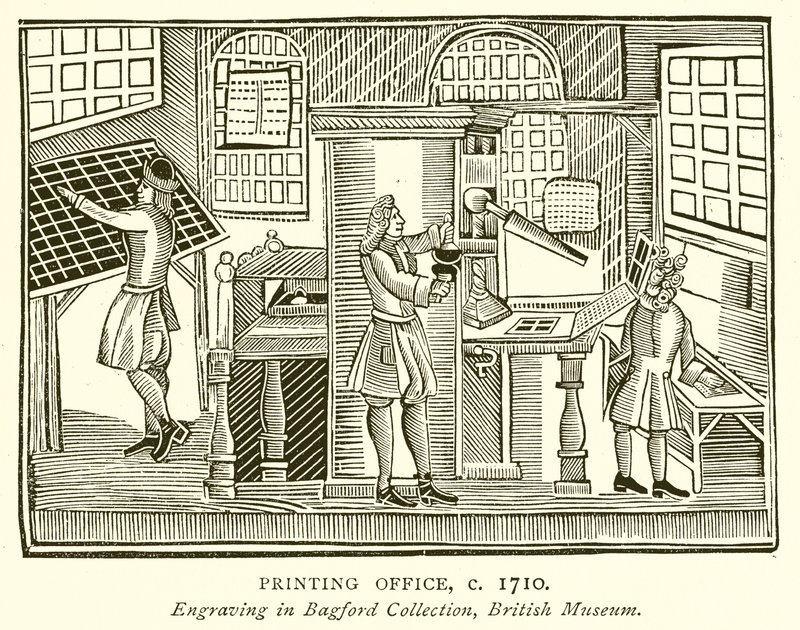 Tiskárna, c. 1710 od English School