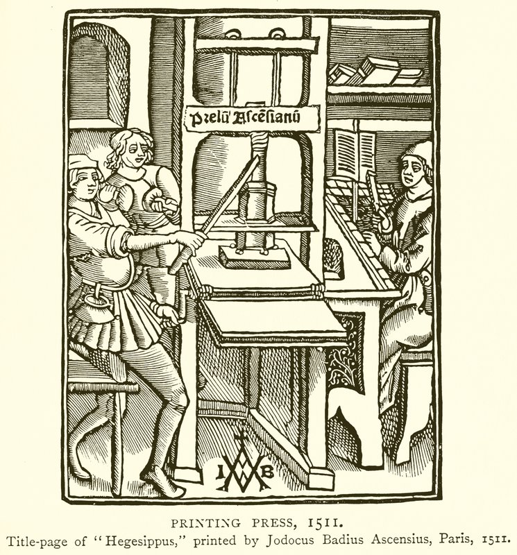 Tiskařský lis, 1511 od English School
