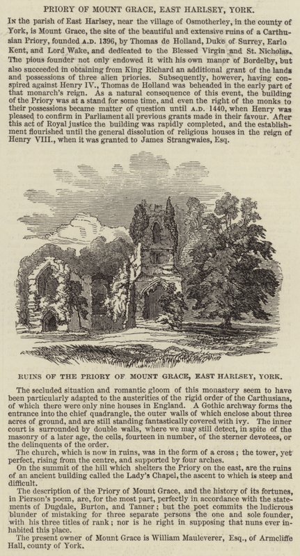 Převorství Mount Grace, East Harlsey, York (rytina) od English School