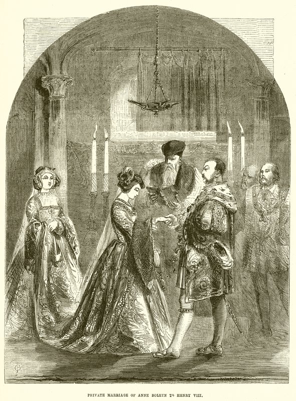 Soukromý sňatek Anny Boleynové s Jindřichem VIII od English School
