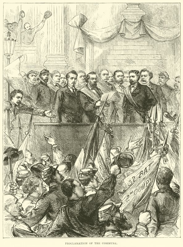 Vyhlášení komuny, březen 1871 od English School