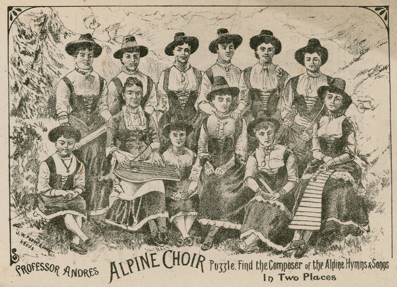 Profesor Andre, hlavolam Alpine Choir: najděte skladatele Alpských hymnů a písní na dvou místech od English School