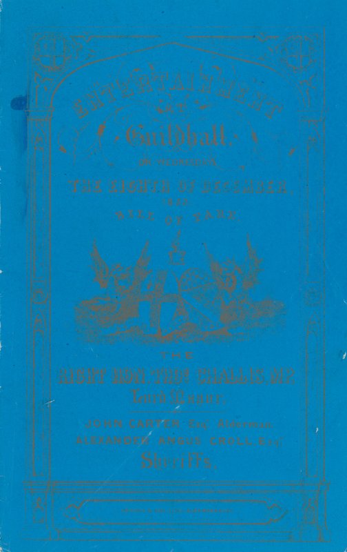 Program večeře v Guildhall v Londýně dne 8. prosince 1852 od English School