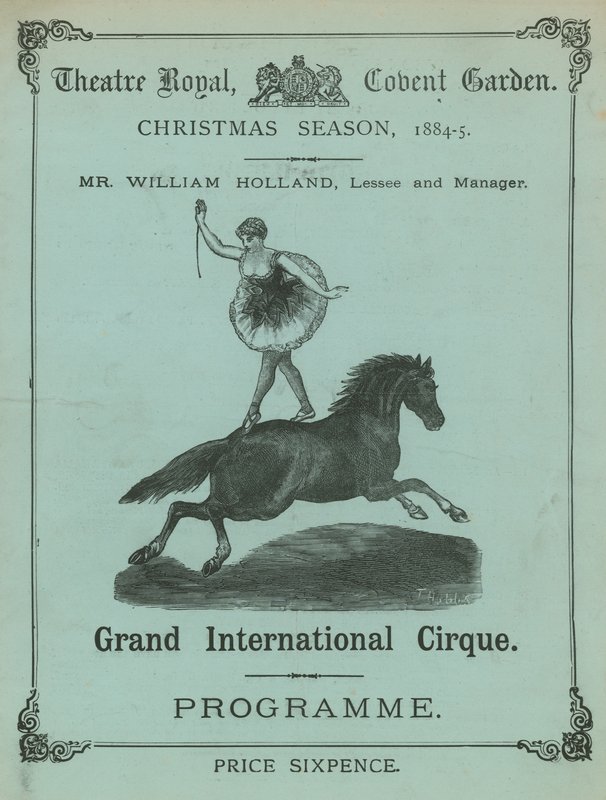 Program pro Theatre Royal, Covent Garden, Londýn, vánoční sezóna 1884-85 od English School