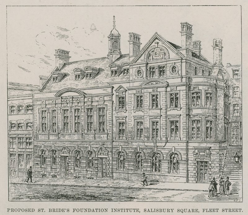 Navrhovaný institut nadace St Brides Foundation, Salisbury Square, Fleet Street od English School