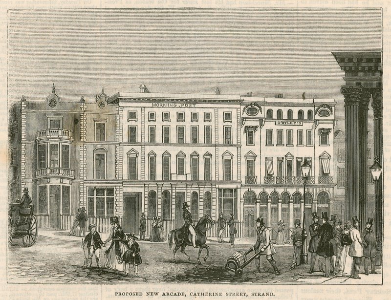 Navrhovaná nová pasáž, Catherine Street, Strand, Londýn od English School