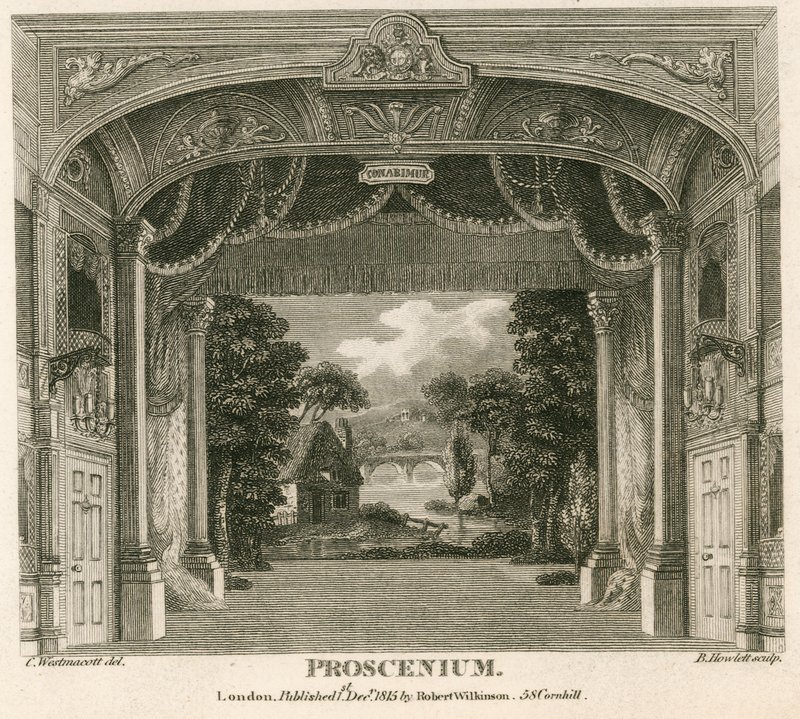 Proscenium Královského divadla, Well Street, Wellclose Square, Londýn od English School