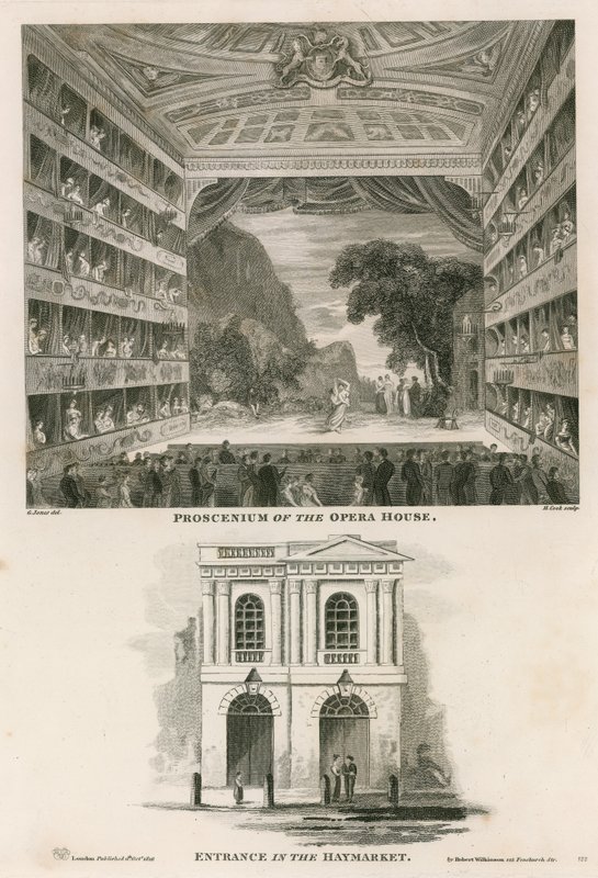 Proscenium italské opery (Divadlo Jejího Veličenstva) od English School