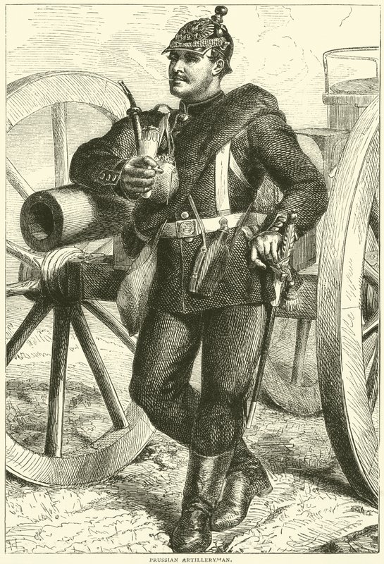 Pruský dělostřelec, říjen 1870 od English School