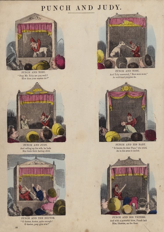 Punch and Judy Show (barevná rytina) od English School