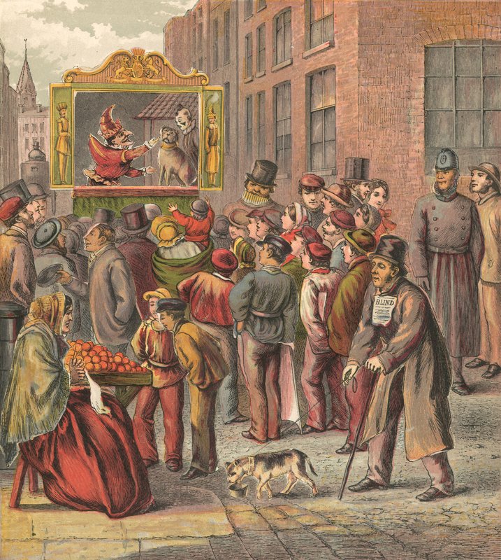 Punch a Judy show na ulici od English School