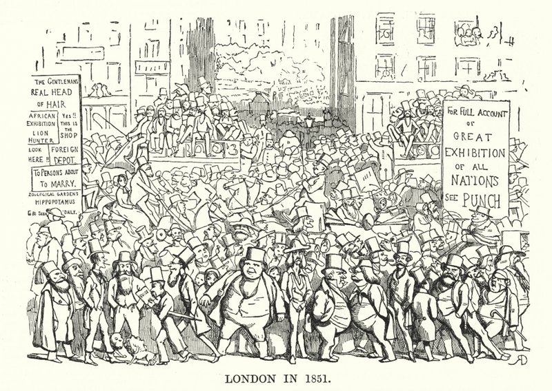 Punch cartoon: Londýn v roce 1851 (rytina) od English School