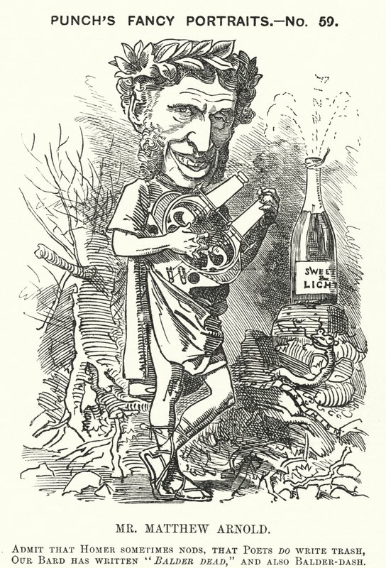 Punch cartoon: Matthew Arnold, anglický básník (rytina) od English School