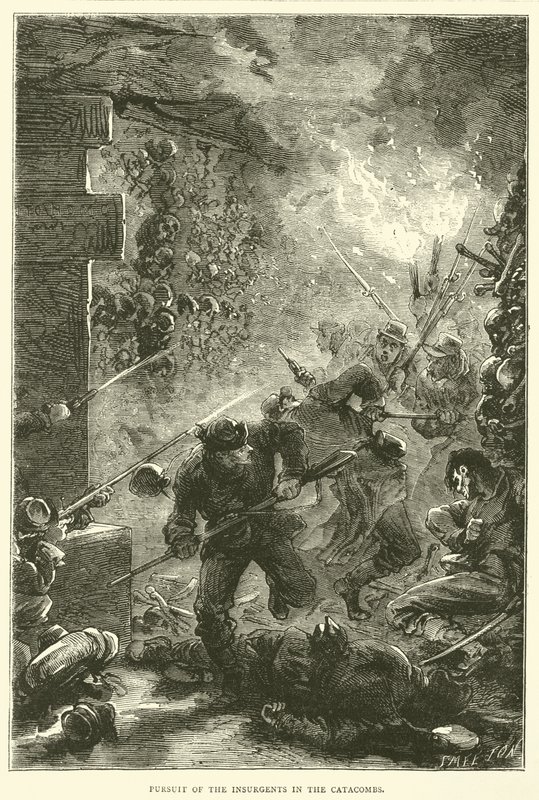 Pronásledování povstalců v katakombách, květen 1871 od English School