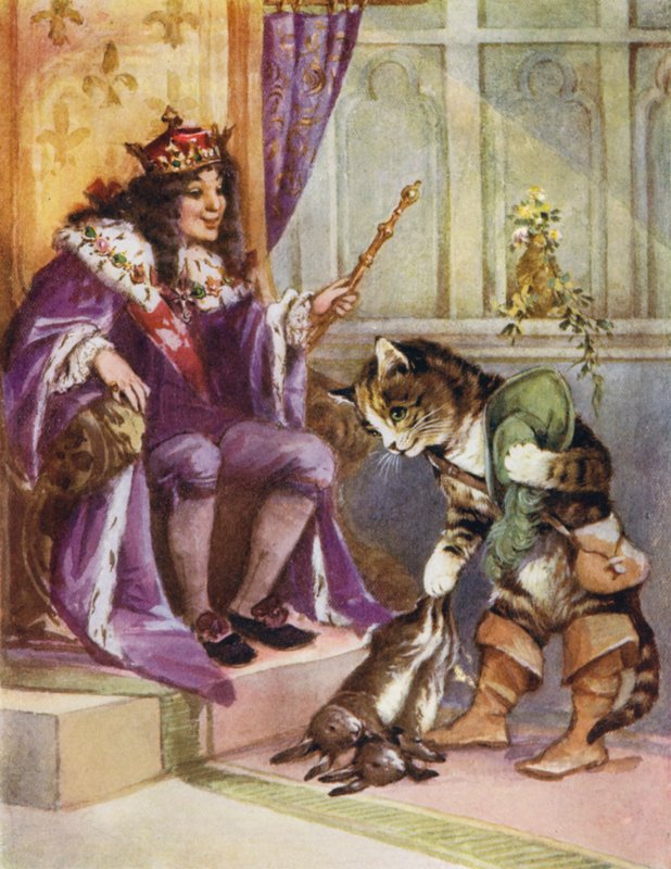 Kocour v botách (barevná litografie) od English School