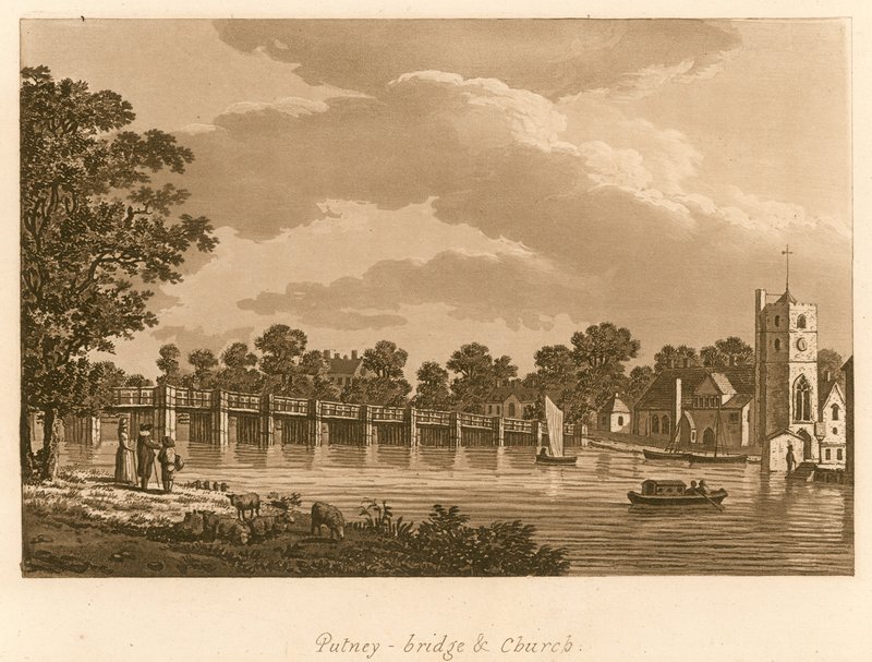 Putney Bridge and Church, Londýn od English School