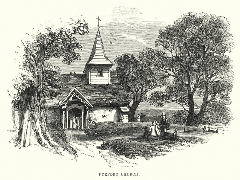 Pyrford Church (rytina) od English School