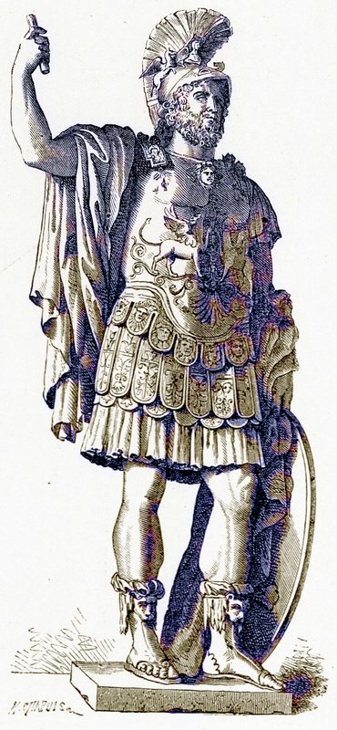 Pyrrhus, ilustrace z historie Říma od Victora Duruye, publikoval 1884 (digitálně vylepšený obrázek) od English School
