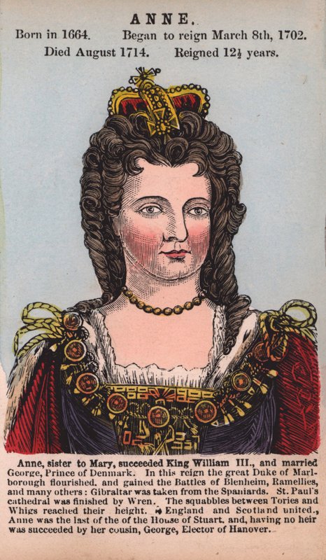 Queen Anne (barevná rytina) od English School