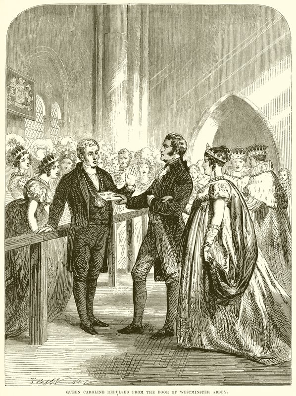 Královna Caroline odrazila od Door of Westminster Abbey od English School