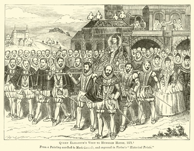 Návštěva královny Alžběty v Hunsdon House, 1571 od English School
