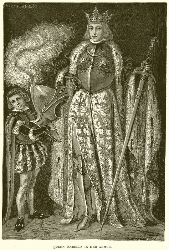 Královna Isabella v její zbroji od English School