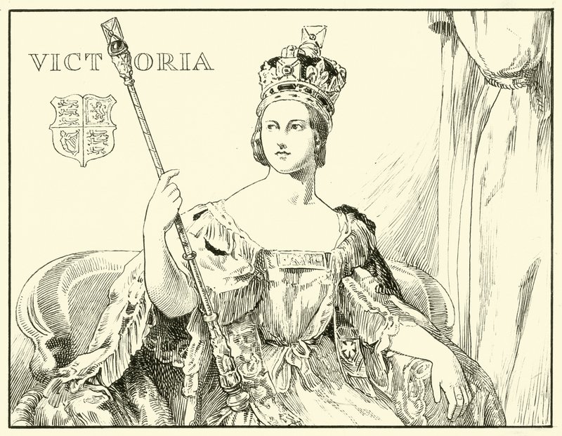 Queen Victoria (Po korunovačním portrétu od Sira George Haytera) (inkoust na papíře) od English School
