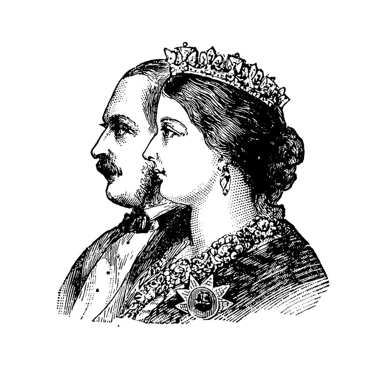 Královna Viktorie a princ-konzort (rytina) od English School