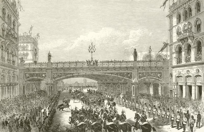 Královna Viktorie otevírá Holborn viadukt, 1869 od English School
