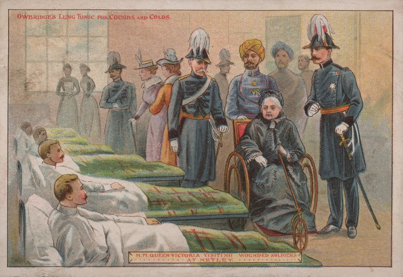 Queen Victoria na návštěvě zraněných britských vojáků v nemocnici Netley, Hampshire, 1898 od English School