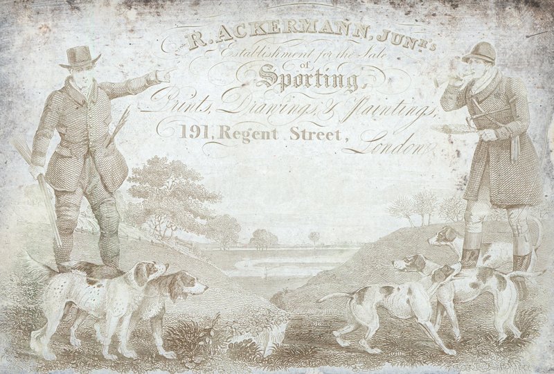 R Ackermann, junior, 191 Regent Street, obchodní karta od English School