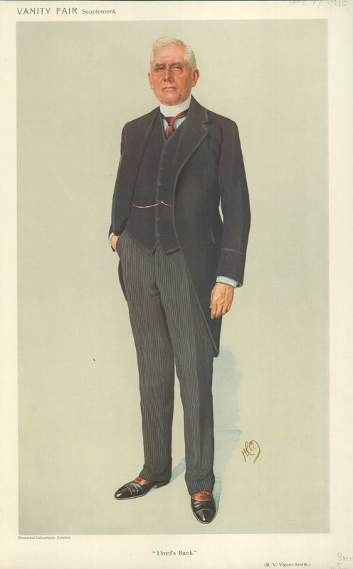 RV Vassar-Smith, Lloyds Bank, 20. července 1910, karikatura Vanity Fair od English School